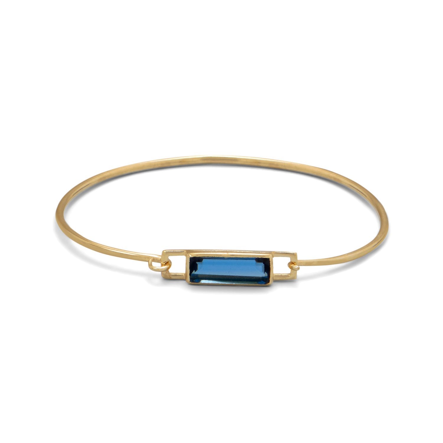 14 Karat Gold Plated Blue Hydro Glass Squeeze Release Bangle