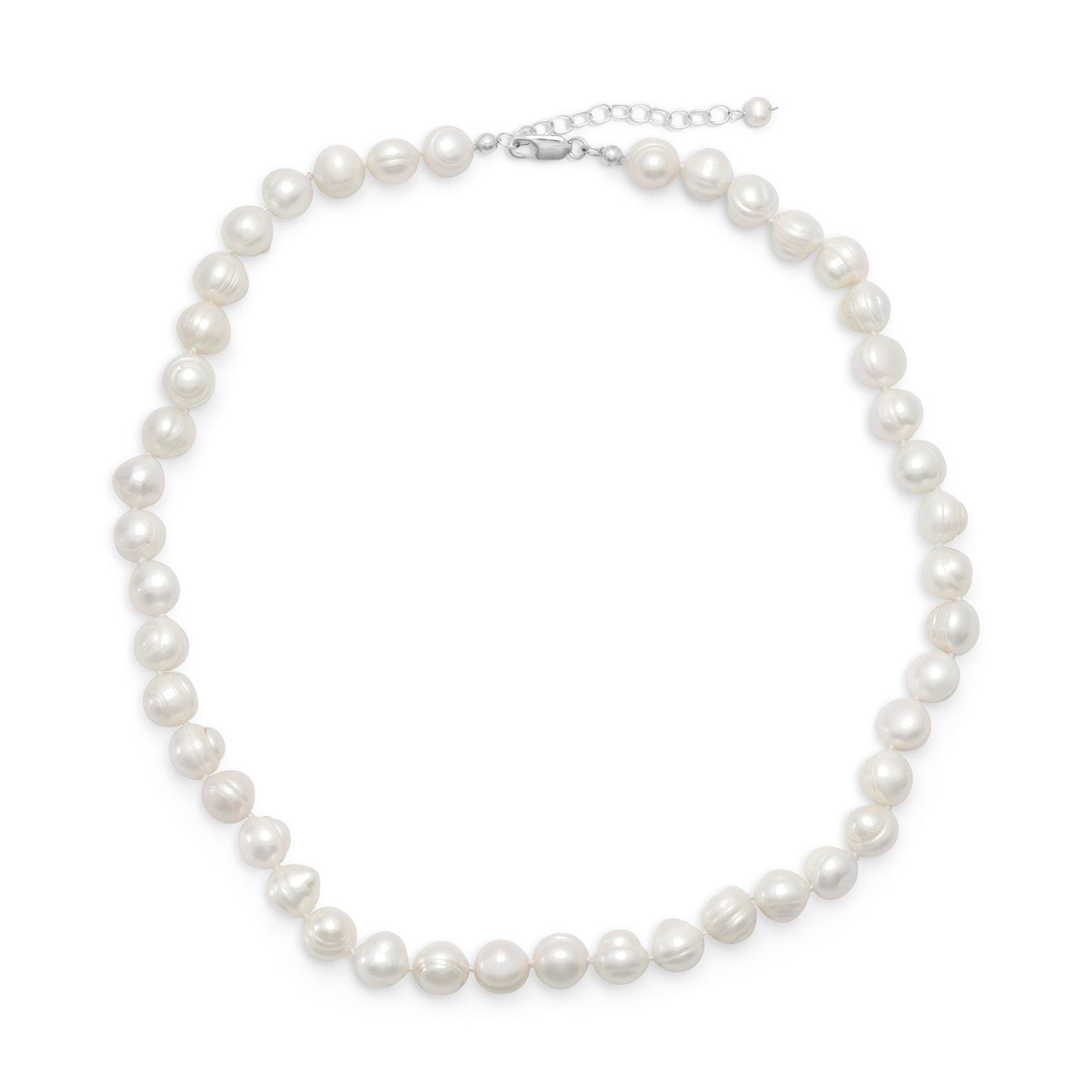 18"+2" Extension White Cultured Freshwater Pearl Necklace