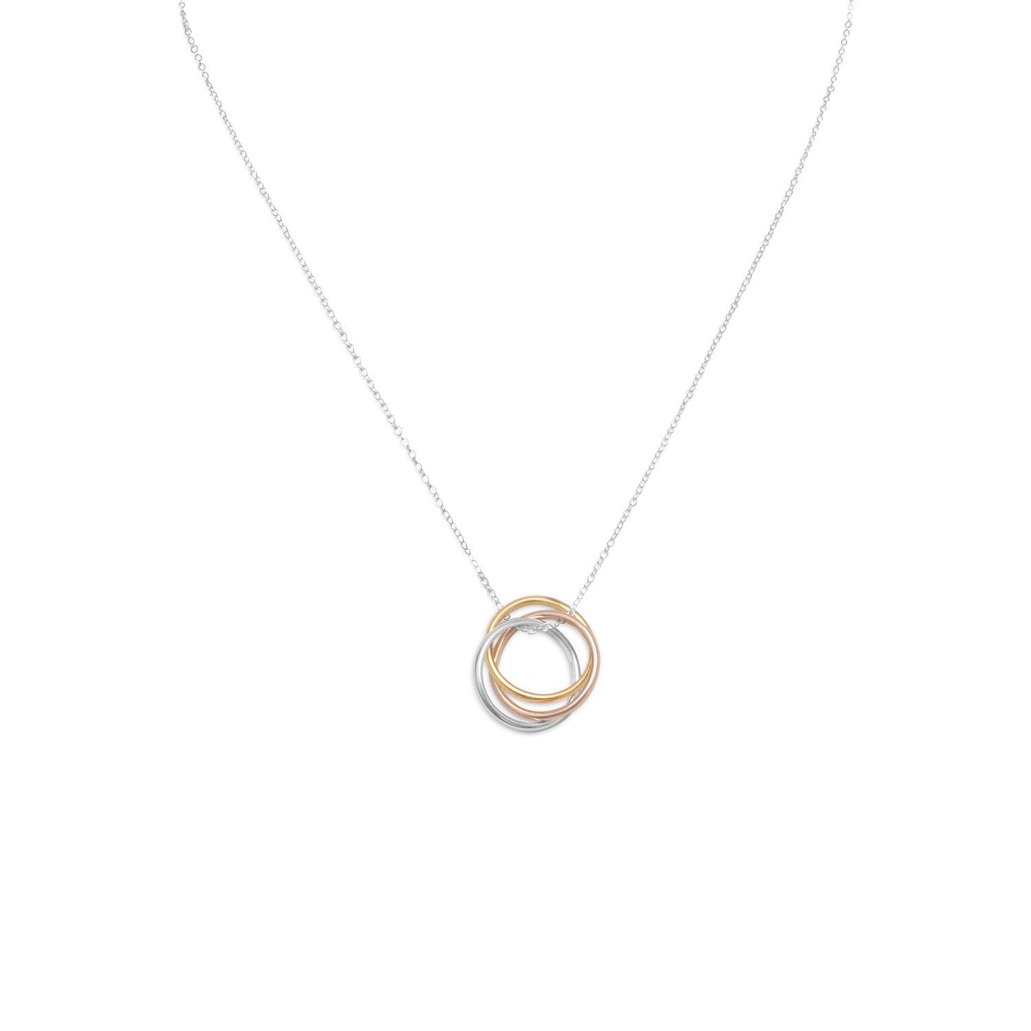 16" Necklace with Tri Tone Rings