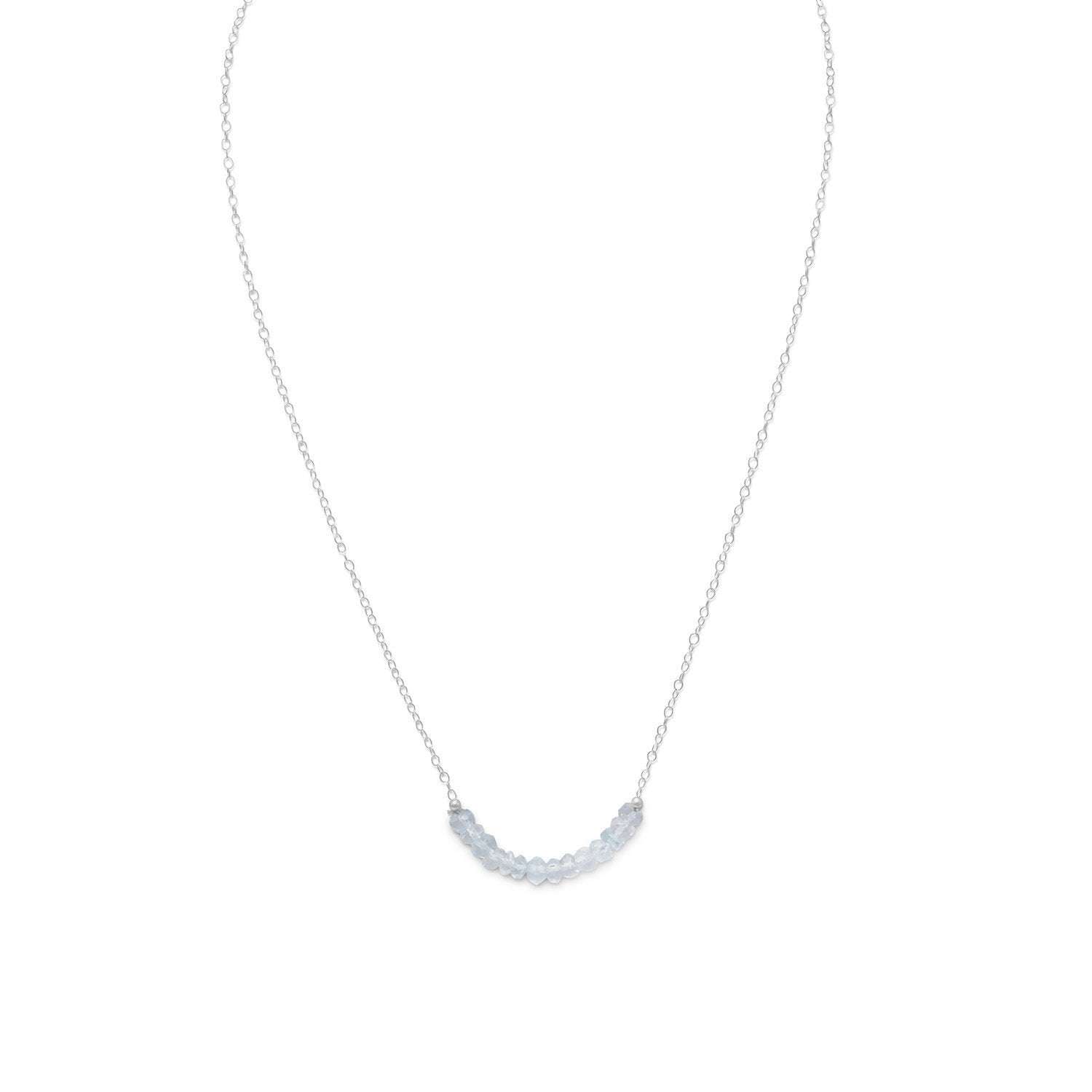 Faceted Aquamarine Bead Necklace - March Birthstone
