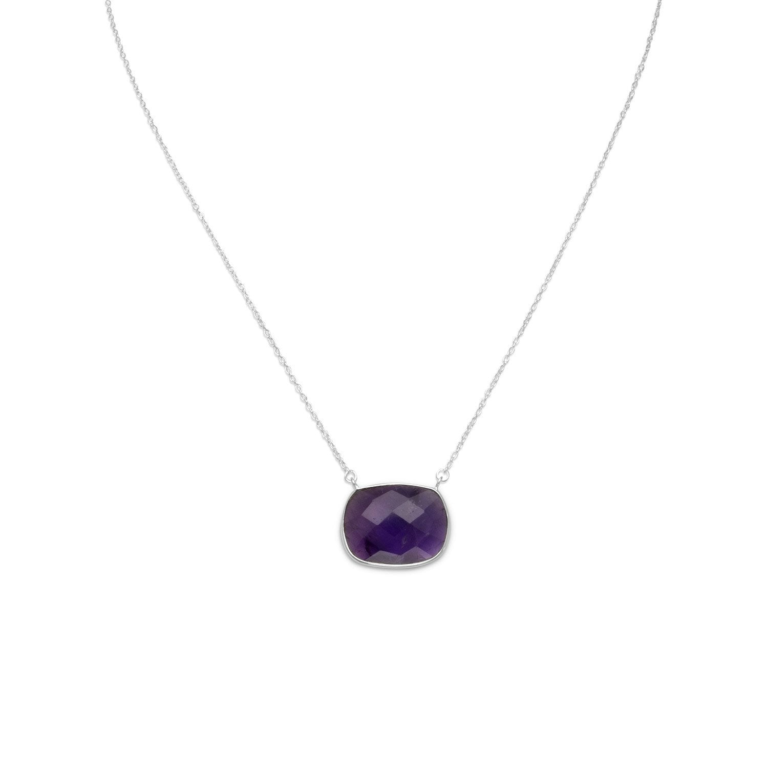 16" + 2" Faceted Oval Amethyst Necklace