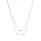 14 Karat Gold Plated Double Strand Curved CZ Bar Necklace