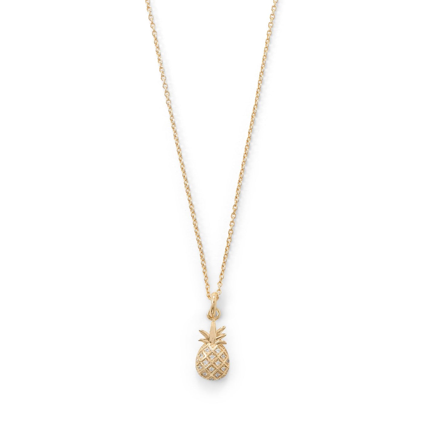 Summer Sweetness CZ Pineapple Gold Plated Necklace