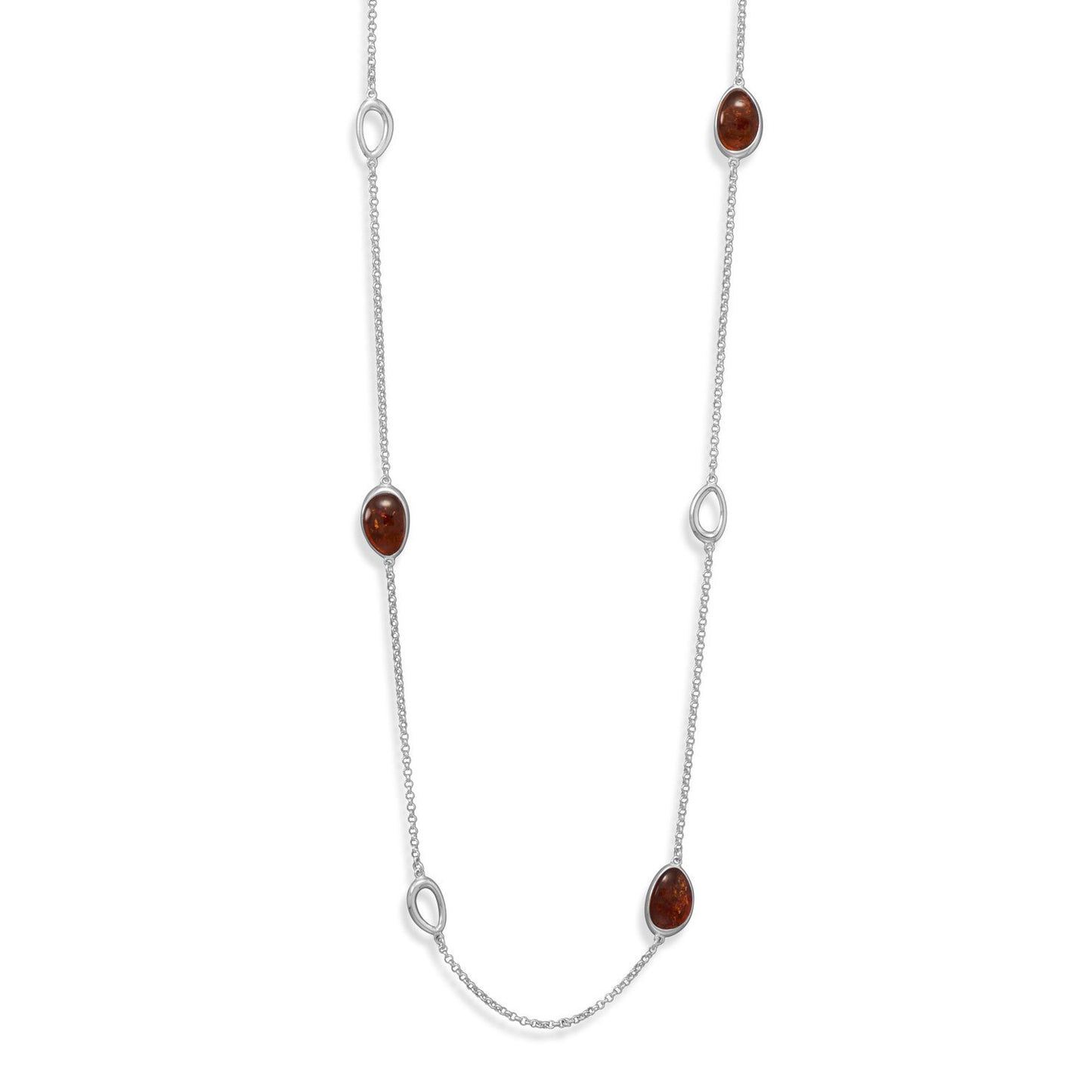 23.5" + 2" Amber and Open Link Necklace