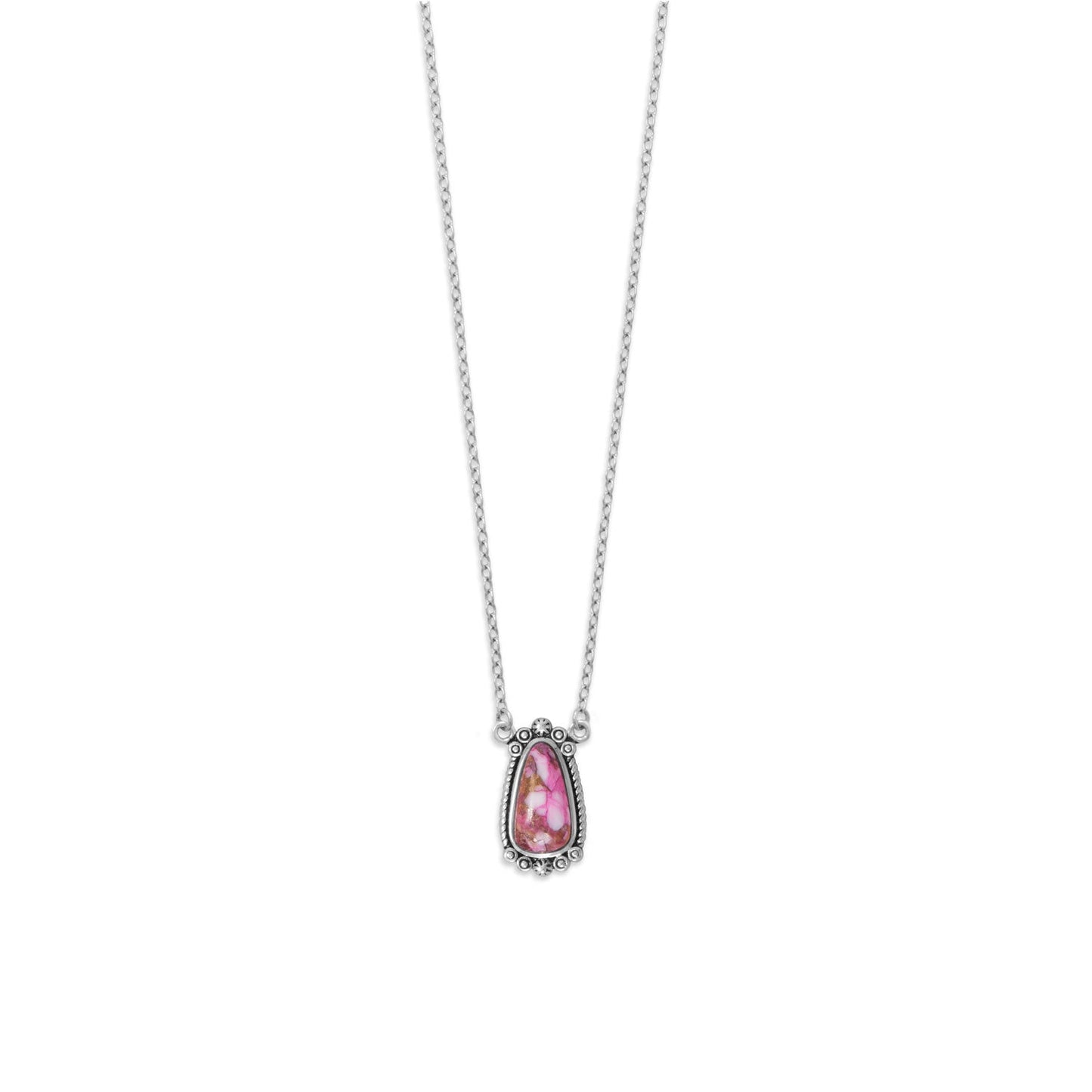 18" + 2" Oxidized Pink Spiny Oyster Necklace