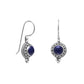 Round Lapis Bead/Rope Edge Earrings on French Wire