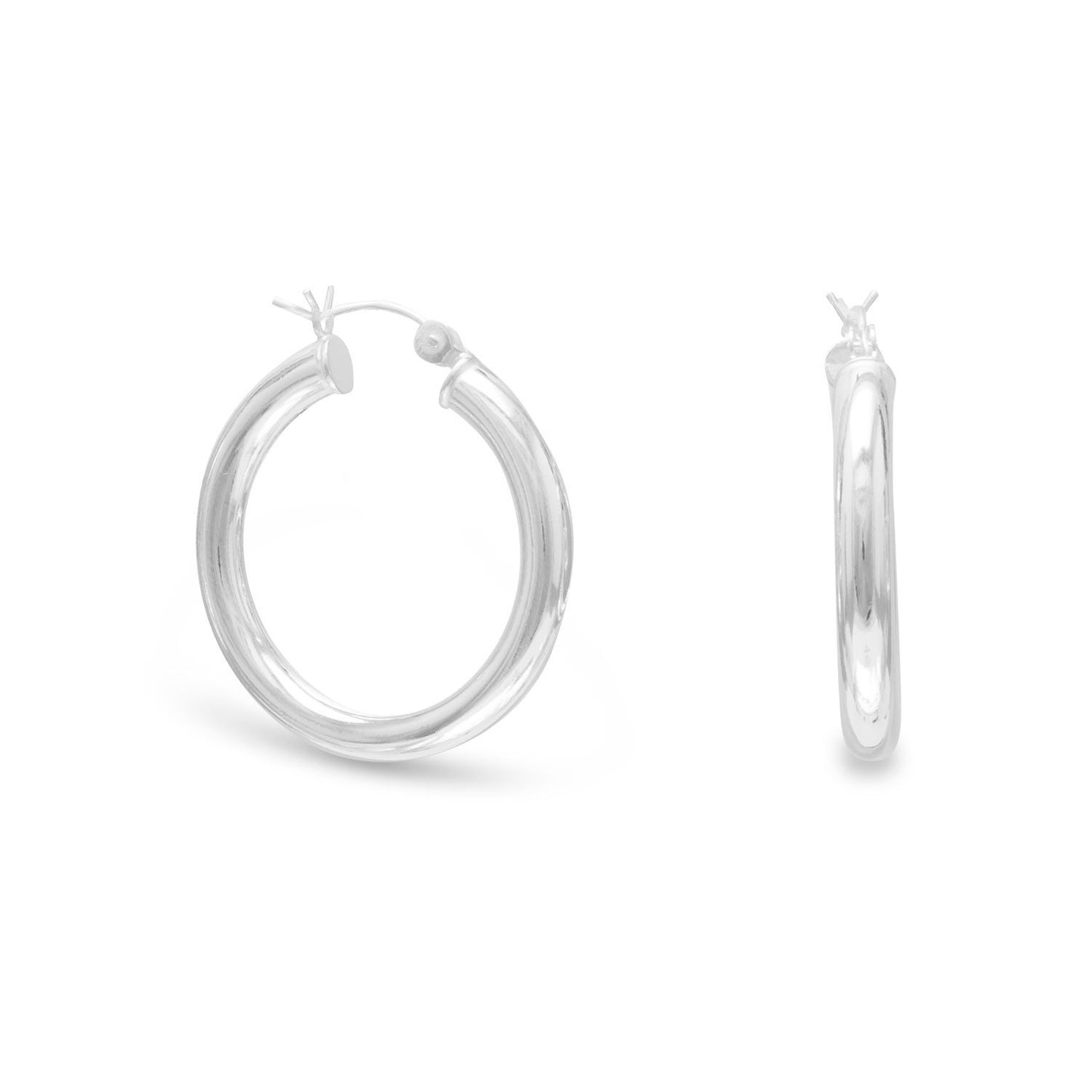 4mm x 28mm Hoop Earrings with Click