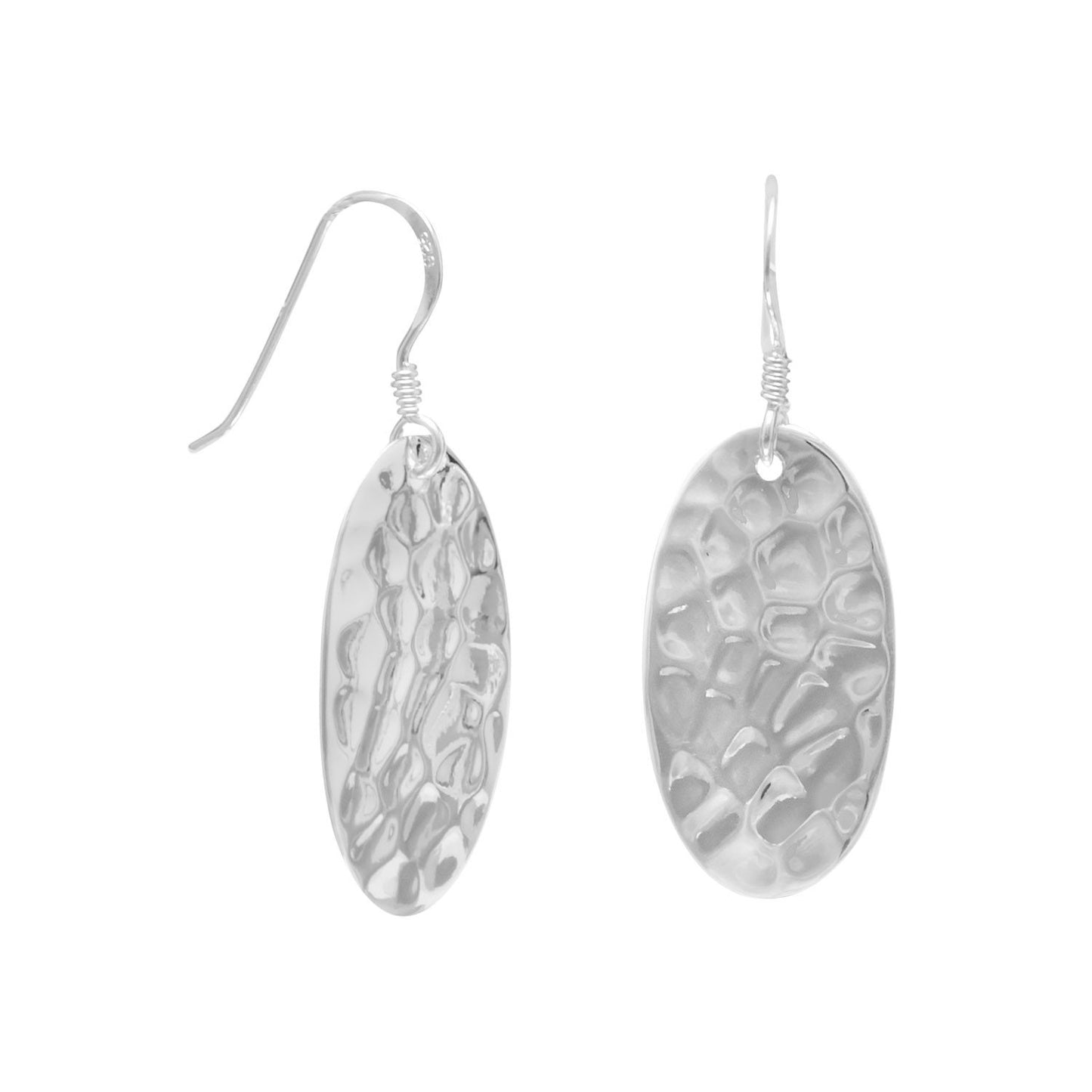 Small Oval Hammered French Wire Earrings