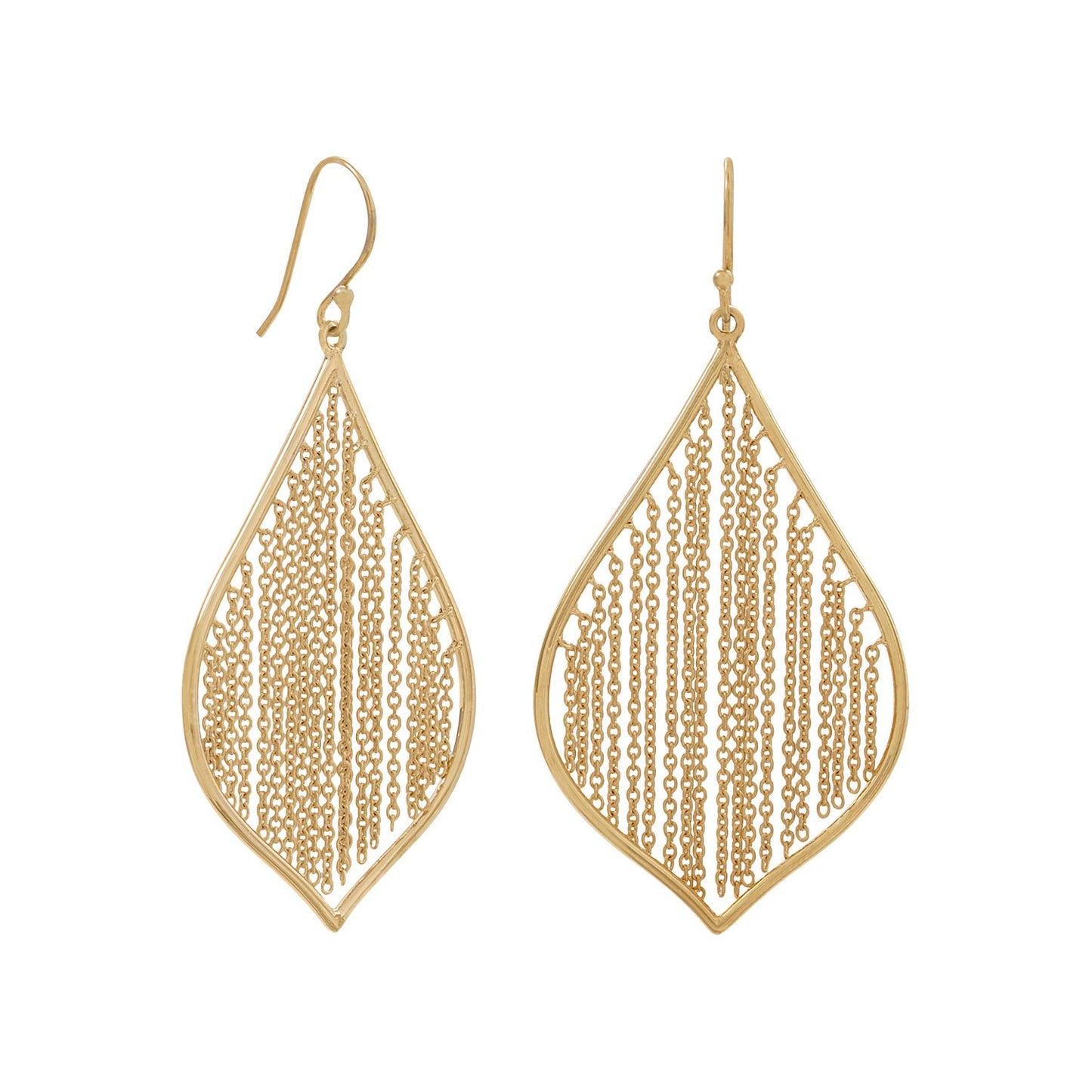 14 Karat Gold Plated Fringe Leaf Earrings