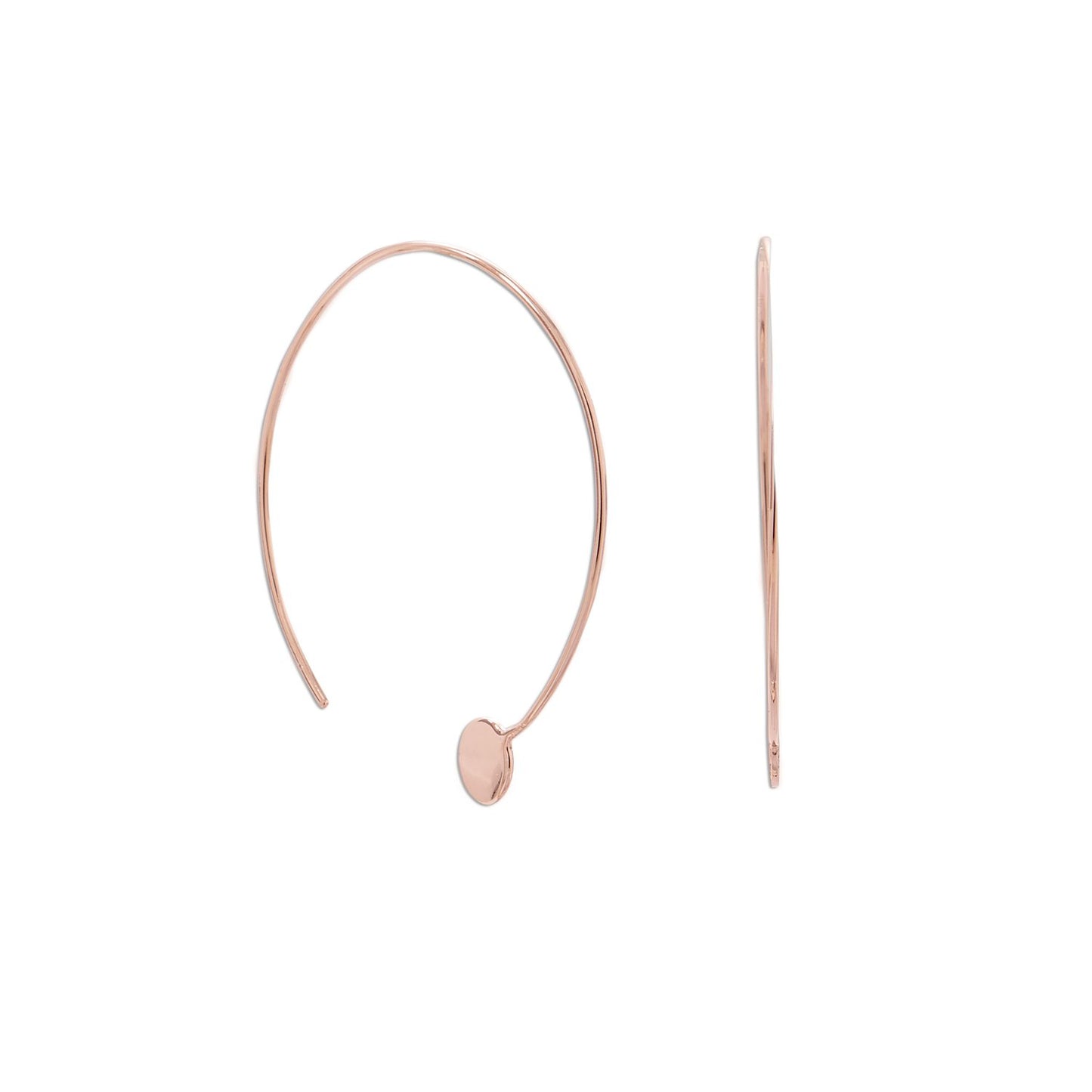 14 Karat Rose Gold Plated Threader Dot End Earring