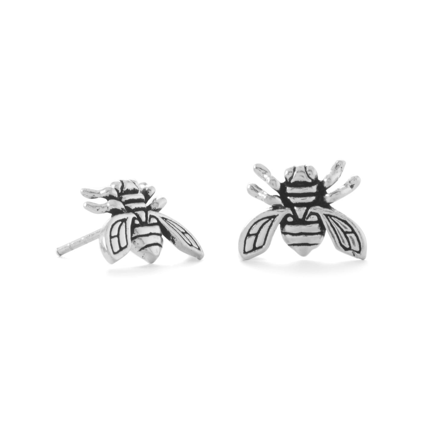 Oxidized Buzzing Bee Stud Earrings