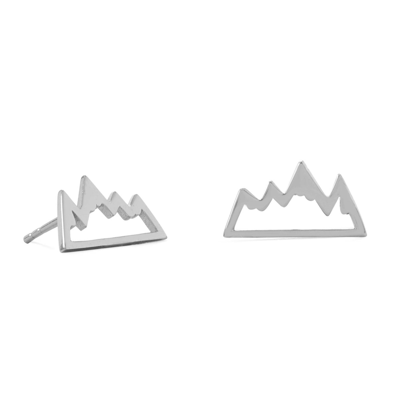 Rhodium Plated Mountain Range Earrings