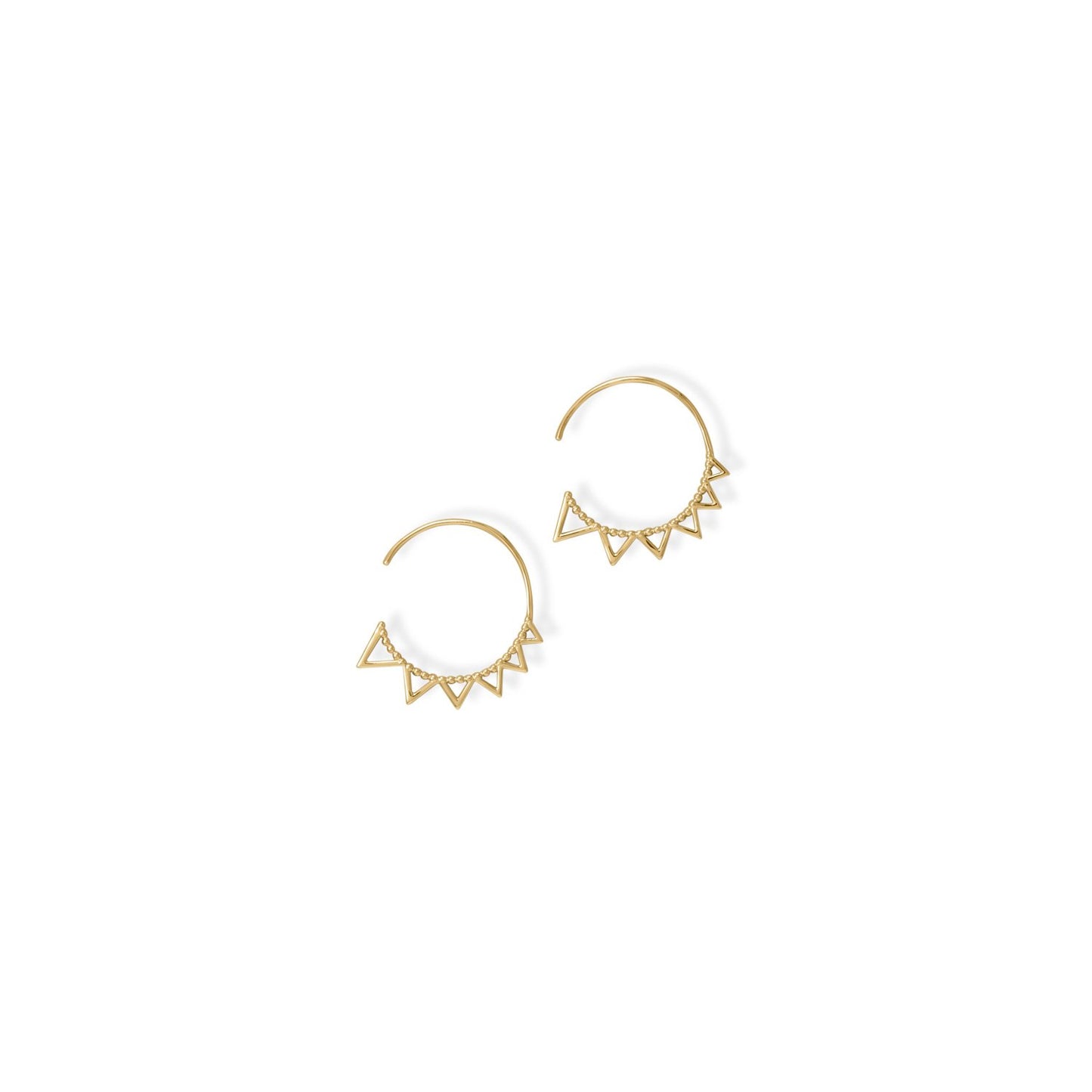 14 Karat Gold Plated Beaded Sun 3/4 Circle Wire Earrings