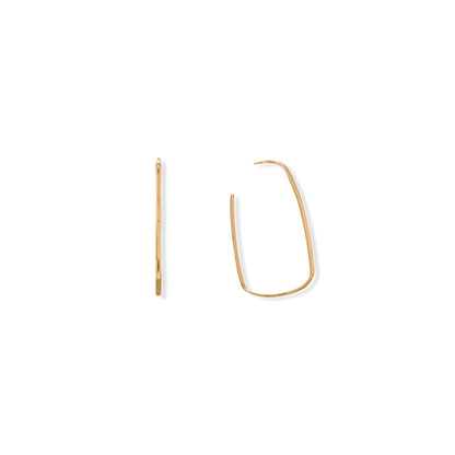 14 Karat Gold Plated Thin Rectangle 3/4 Hoop Earrings
