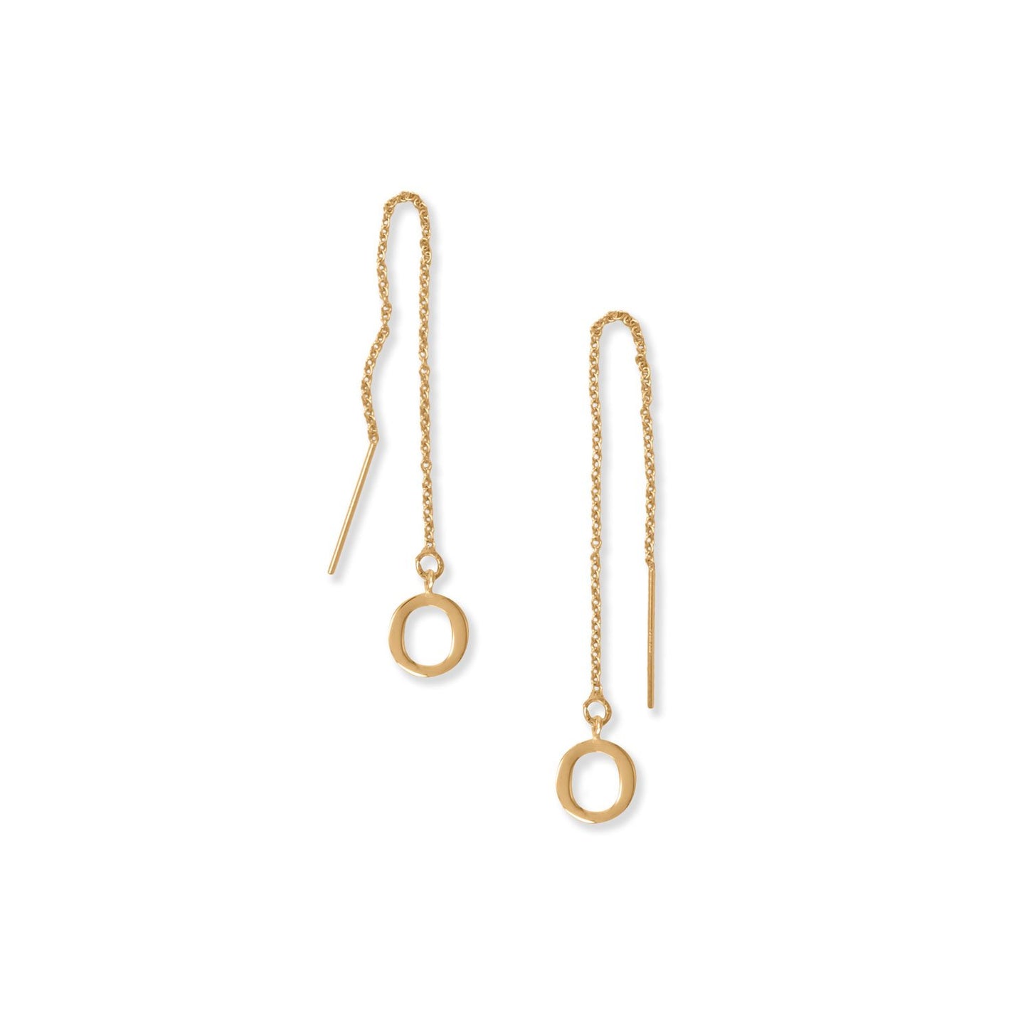 14 Karat Gold Plated "O" Initial Threader Earrings