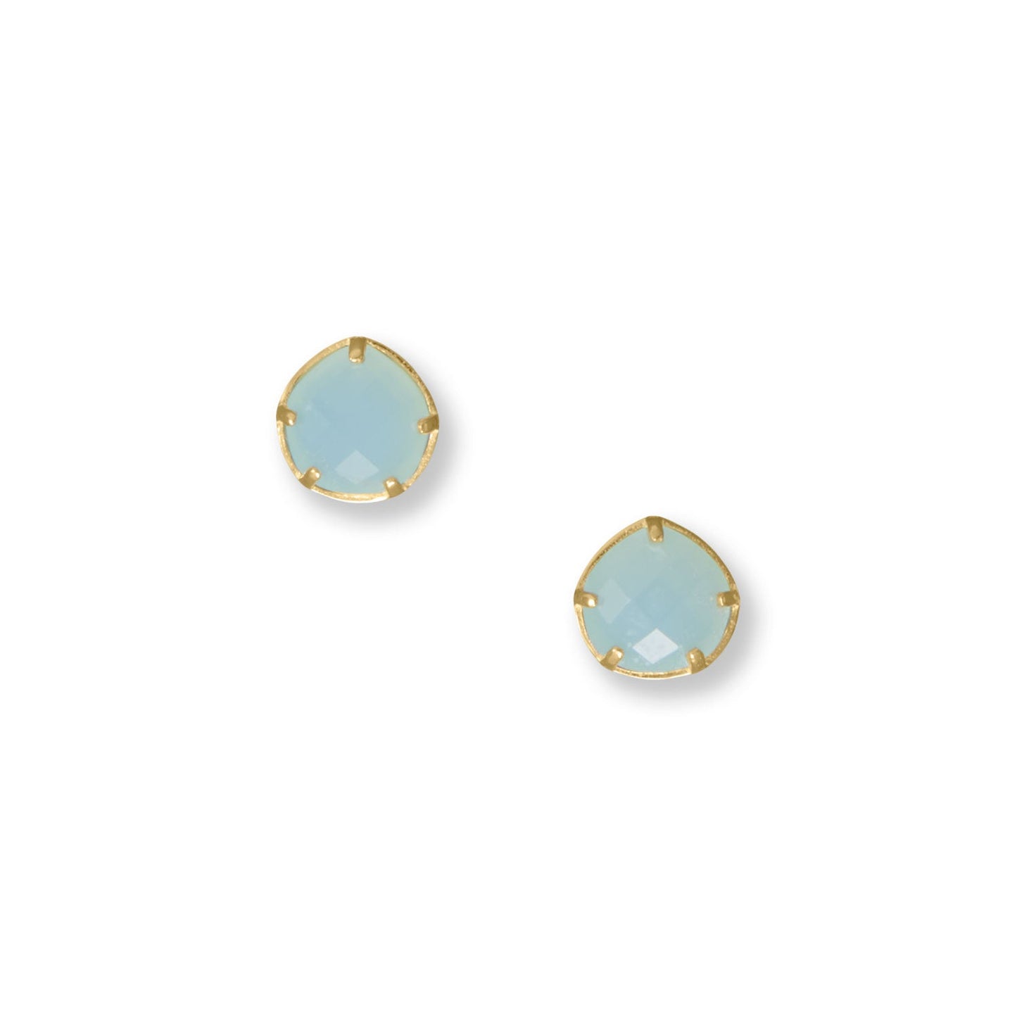 Be True Blue! 14 Karat Gold Plated Pear Chalcedony Stud Earrings