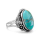 Oval Reconstituted Turquoise Floral Design Ring