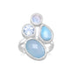 Chalcedony, Larimar, Topaz and Moonstone Cluster Ring
