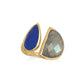 14 Karat Gold Plated Labradorite and Blue Jade Ring