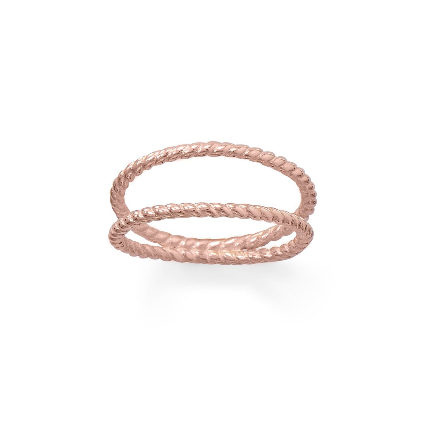 14 Karat Rose Gold Plated Rope Twist Double Band Ring