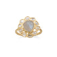 14 Karat Gold Plated Polki Diamond and Labradorite Ring