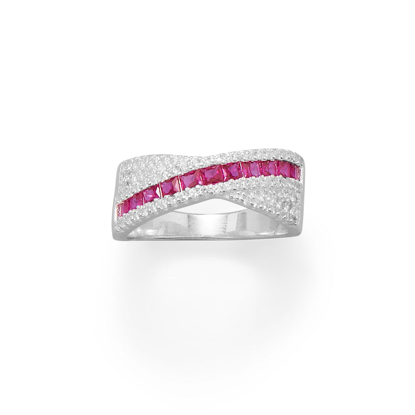 Red CZ Overlapping Ring