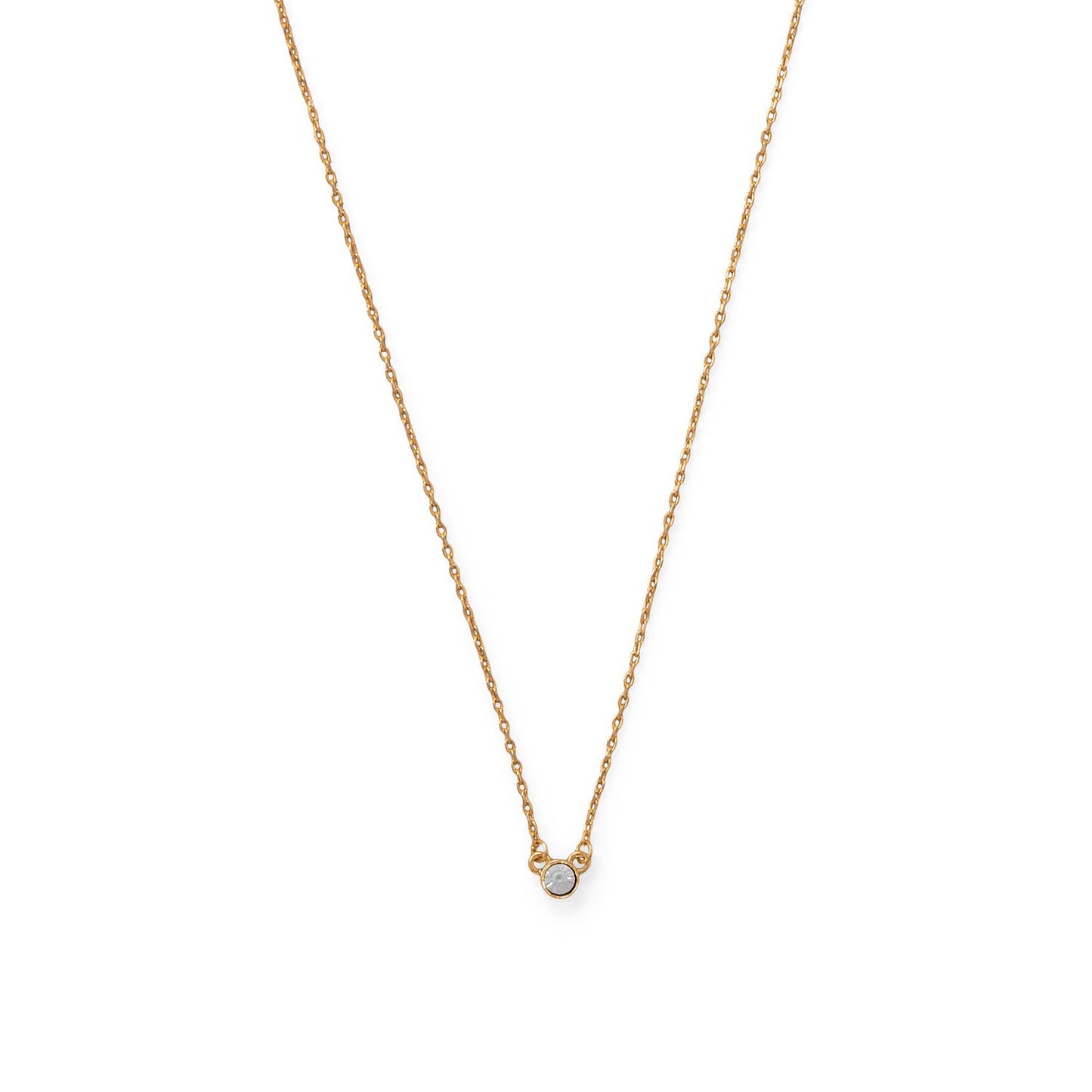 15"+3.5 14 Karat Gold Plated Swarovski Crystal Necklace