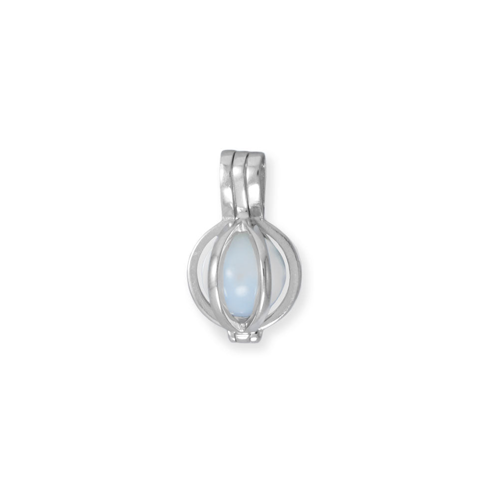 Rhodium Plated Opalite Marble Cage Pendant