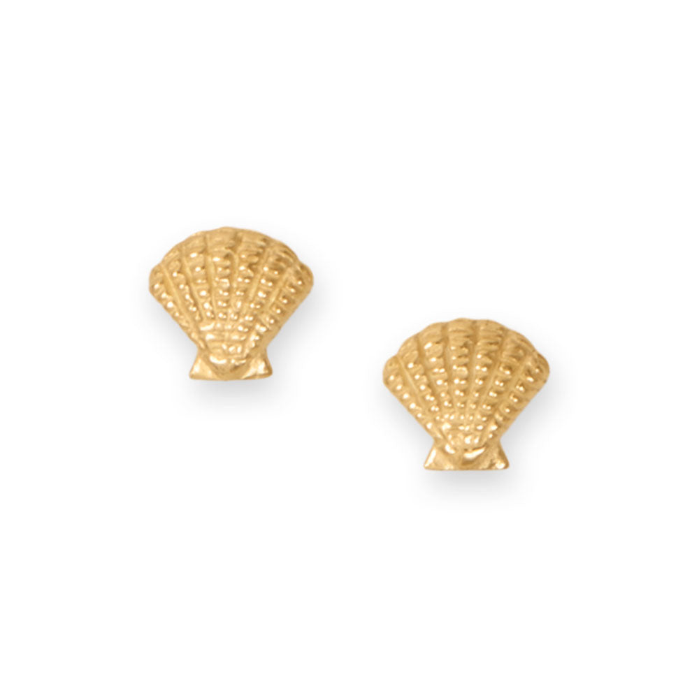 14 Karat Gold Plated Seashell Stud Earrings