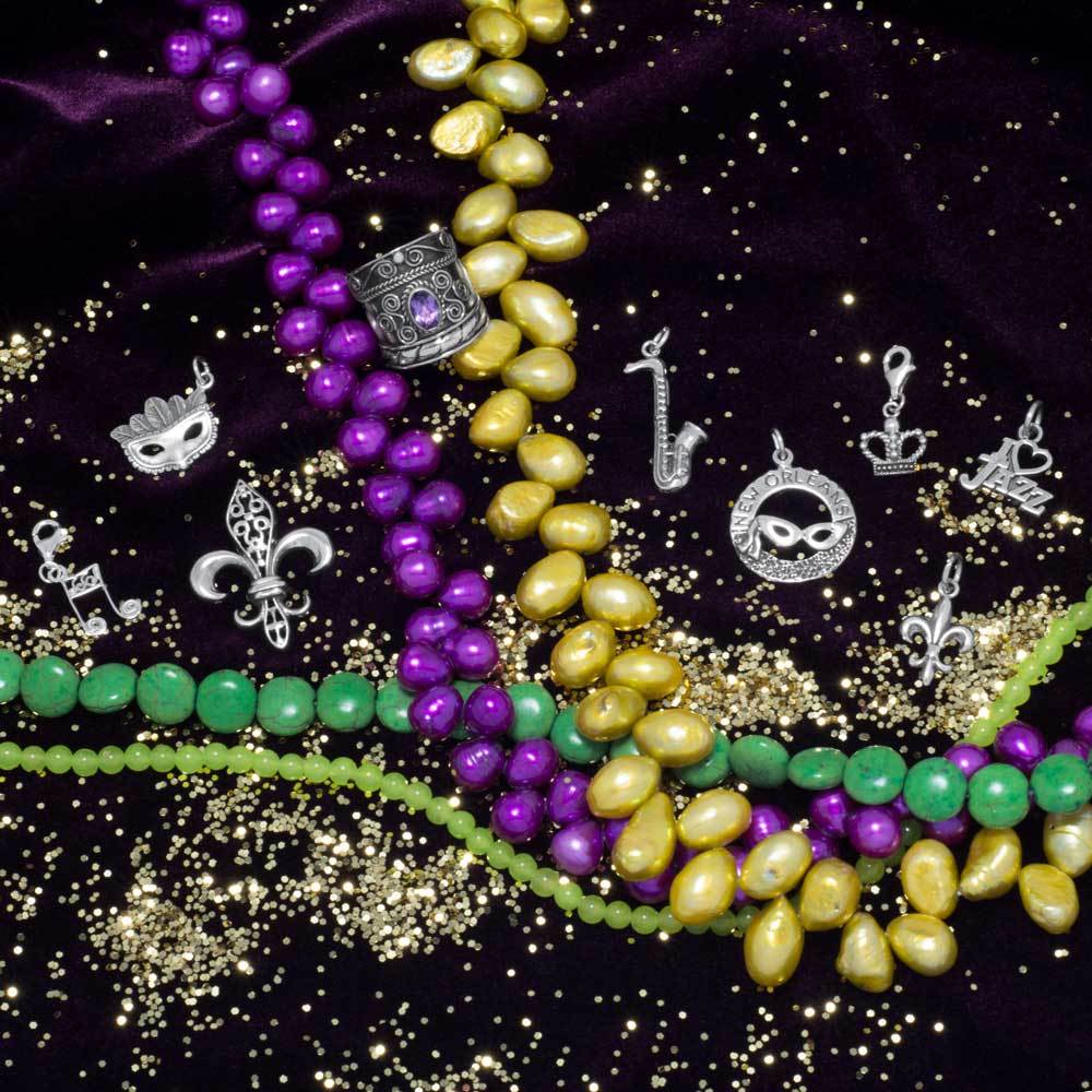 New Orleans with Mardi Gras Mask Charm