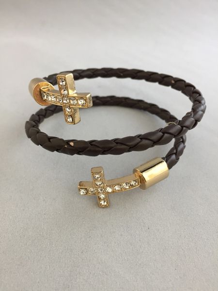 Cross Wrap Bracelet - Brown